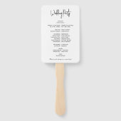 Eenvoudig Elegant Zwart Wit Modern Huwelijksprogra Handwaaier (Achterkant)