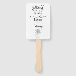 Eenvoudig Elegant Zwart Wit Modern Huwelijksprogra Handwaaier