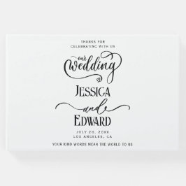 Eenvoudig Elegant Zwart Wit Modern Minimaal Script Gastenboek