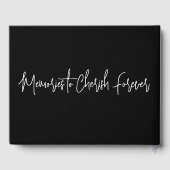 Eenvoudig Elegant Zwart Wit Modern Minimaal Script Gastenboek (Achterkant)