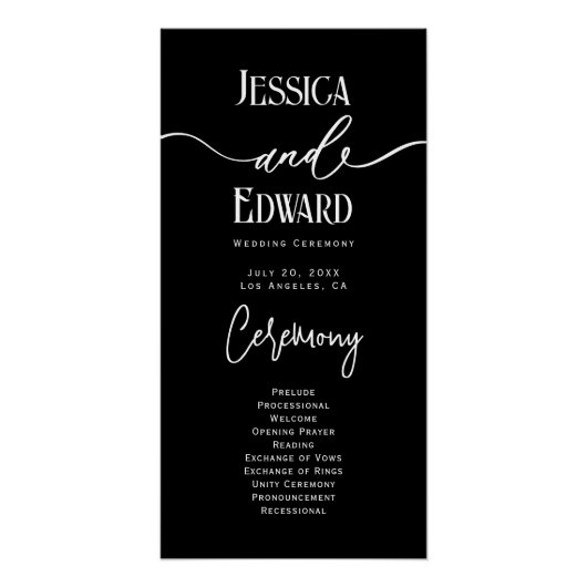 Eenvoudig Elegant Zwart Wit Modern Minimaal Script Perfect Poster (Voorkant)