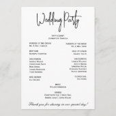 Eenvoudig Elegant Zwart Wit Modern Minimaal Script Programmakaart (Achterkant)