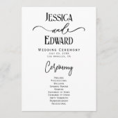 Eenvoudig Elegant Zwart Wit Modern Minimaal Script Programmakaart (Voorkant)