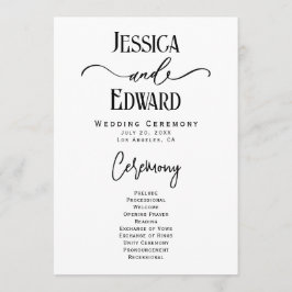 Eenvoudig Elegant Zwart Wit Modern Minimaal Script Programmakaart