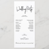 Eenvoudig Elegant Zwart Wit Modern Minimaal Script Programmakaart (Achterkant)