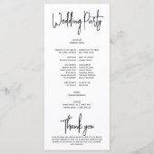 Eenvoudig Elegant Zwart Wit Modern Minimaal Script Programmakaart (Achterkant)