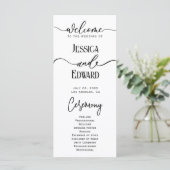 Eenvoudig Elegant Zwart Wit Modern Minimaal Script Programmakaart (Staand voorkant)