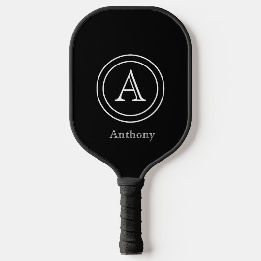 Eenvoudig Elegant zwart-wit monogram, aangepast Pickleball Paddle (Voorkant)