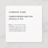 Eenvoudig Elegant Zwart Wit Monogram Advocaat Vierkante Visitekaartje (Achterkant)