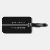 Eenvoudig Elegant Zwart Wit Monogram Bagagelabel (Achterkant horizontaal)