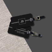 Eenvoudig Elegant Zwart Wit Monogram Bagagelabel