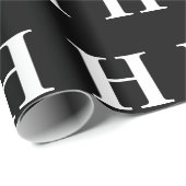 Eenvoudig Elegant Zwart Wit Monogram initiaal Cadeaupapier (Rol Hoek)