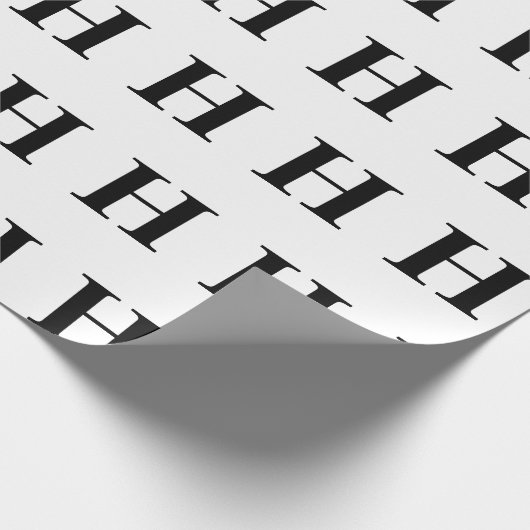 Eenvoudig Elegant Zwart Wit Monogram initiaal Cadeaupapier (Hoek)