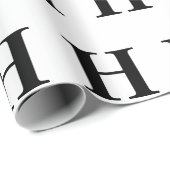 Eenvoudig Elegant Zwart Wit Monogram initiaal Cadeaupapier (Rol Hoek)