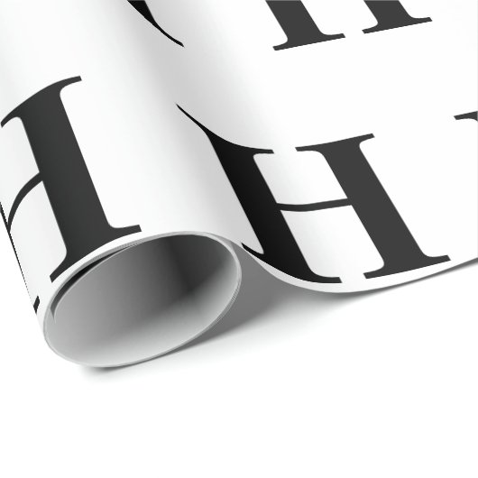 Eenvoudig Elegant Zwart Wit Monogram initiaal Cadeaupapier (Rol Hoek)