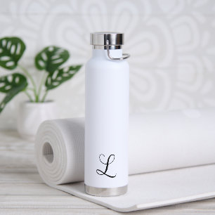 Eenvoudig elegant zwart-wit monogram modern waterfles