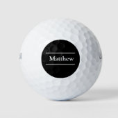 Eenvoudig Elegant Zwart Wit Monogram Naam Golfer Golfballen (Voorkant)