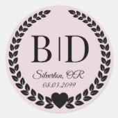Eenvoudig Elegant zwart-wit monogram Ronde Sticker (Voorkant)