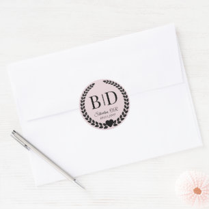 Eenvoudig Elegant zwart-wit monogram Ronde Sticker