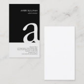 Eenvoudig Elegant Zwart Wit Monogram Visitekaartje (Voorkant / Achterkant)