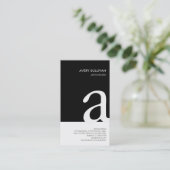 Eenvoudig Elegant Zwart Wit Monogram Visitekaartje (Staand voorkant)