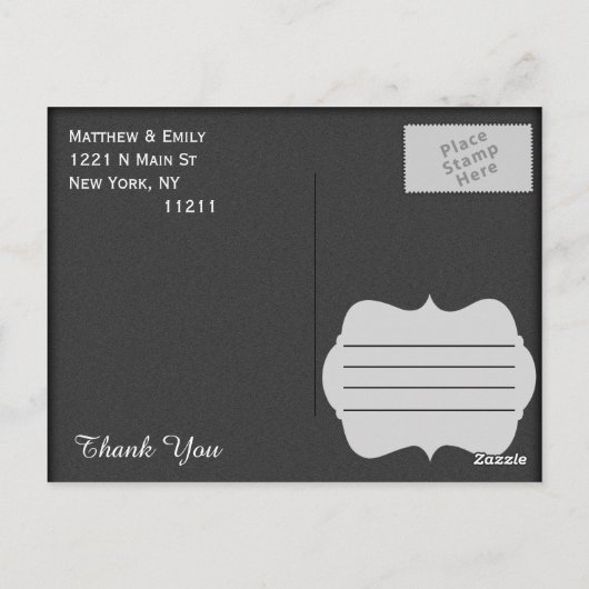 Eenvoudig elegant zwart-wit ontwerp briefkaart (Achterkant)