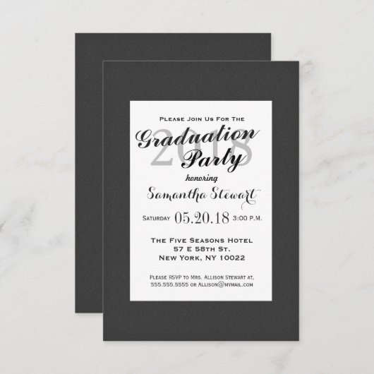 Eenvoudig elegant zwart-wit ontwerp kaart (Voorkant / Achterkant)