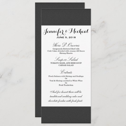 Eenvoudig elegant zwart-wit ontwerp menu (Voorkant / Achterkant)