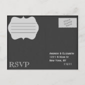 Eenvoudig elegant zwart-wit ontwerp uitnodiging briefkaart (Achterkant)