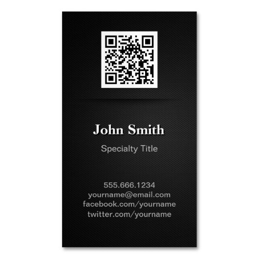 Eenvoudig elegant zwart-wit - Professionele QR-cod Magnetisch Visitekaartje (Voorkant Verticaal)