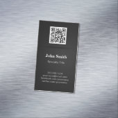 Eenvoudig elegant zwart-wit - Professionele QR-cod Magnetisch Visitekaartje (Voorbeeld)