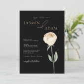 Eenvoudig Elegant Zwart Wit Roos Bloemenbruiloft Kaart (Staand voorkant)