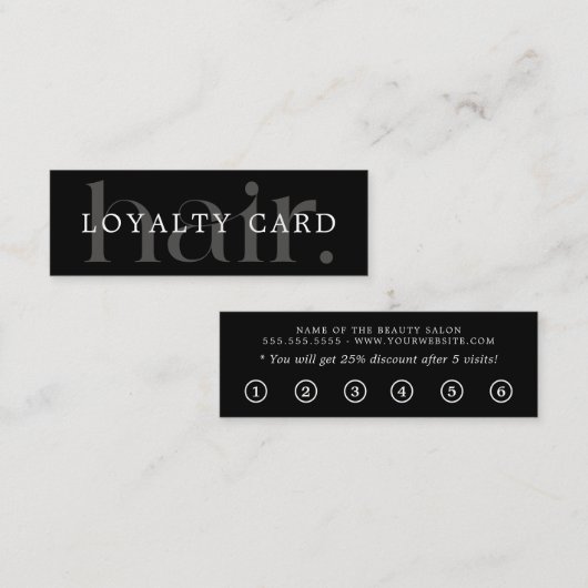 Eenvoudig Elegant Zwart Wit Schoonheid Flat Klantenkaartje (Voorkant / Achterkant)