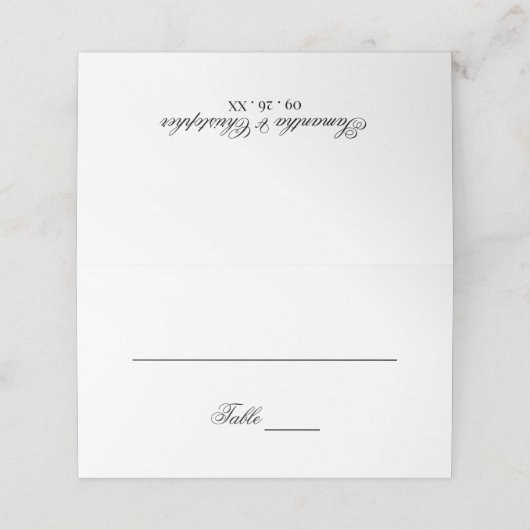Eenvoudig Elegant Zwart & Wit Schrijf in Bruiloft Plaatskaartje (Buitenkant ongevouwen)