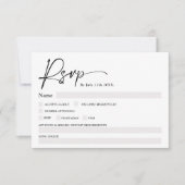 Eenvoudig elegant zwart-wit script rsvp bruiloft kaart (Voorkant)