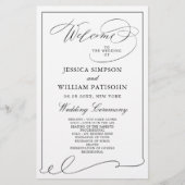 Eenvoudig Elegant Zwart-Wit Trouwprogramma (Voorkant)