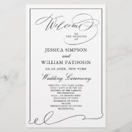 Eenvoudig Elegant Zwart-Wit Trouwprogramma