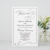 Eenvoudig Elegant Zwart-Wit Trouwprogramma (Staand voorkant)