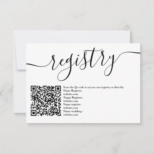 Eenvoudig elegant zwart wit trouwregister kaart (Voorkant)