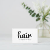 Eenvoudig Elegant Zwart Wit Vet Haar Stylist Visitekaartje (Staand voorkant)