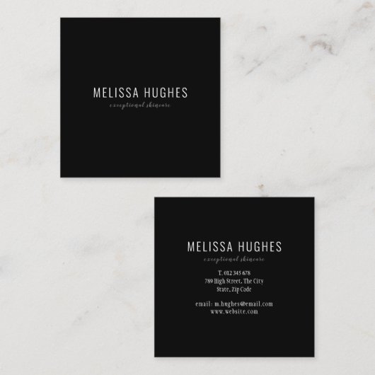 Eenvoudig Elegant zwart-wit vierkant Vierkante Visitekaartje (Voorkant / Achterkant)