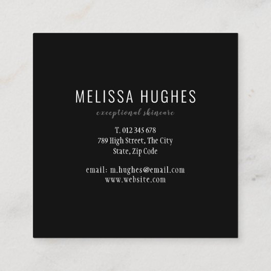 Eenvoudig Elegant zwart-wit vierkant Vierkante Visitekaartje (Achterkant)