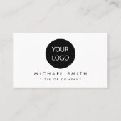 Eenvoudig Elegant zwart wit Voeg uw aangepaste log Visitekaartje (Voorkant)