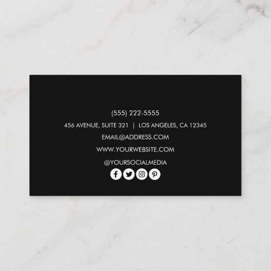 Eenvoudig Elegant zwart wit Voeg uw aangepaste log Visitekaartje (Achterkant)