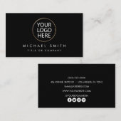 Eenvoudig Elegant zwart wit Voeg uw aangepaste log Visitekaartje (Voorkant / Achterkant)
