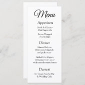 Eenvoudig & Elegant Zwart-wit Wedding Menu Kaart (Voorkant / Achterkant)