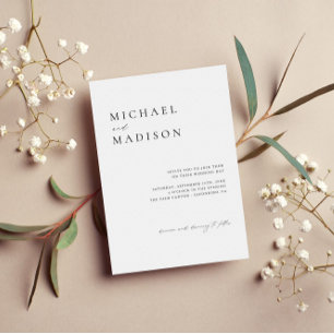 Eenvoudig elegant zwart-witminimalistisch huwelijk kaart