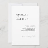 Eenvoudig elegant zwart-witminimalistisch huwelijk kaart (Voorkant)