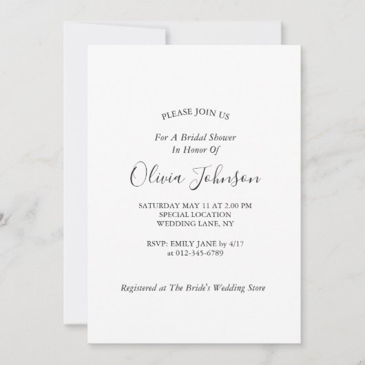 Eenvoudig elegant zwart-witroze Vrijgezellenfeest Kaart (Voorkant)