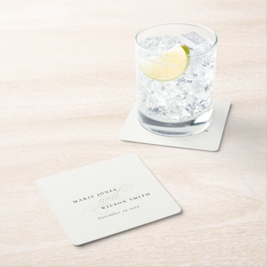 Eenvoudig elegant zwart-witscript kartonnen onderzetters (Insitu)